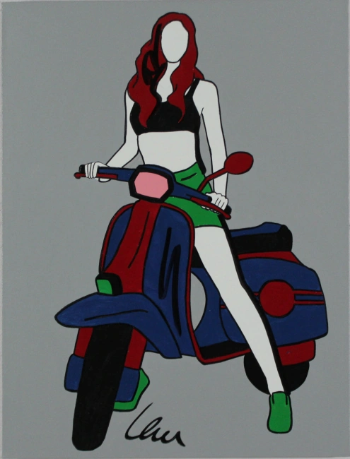 Marco Lodola - Ragazza su Vespa blu
